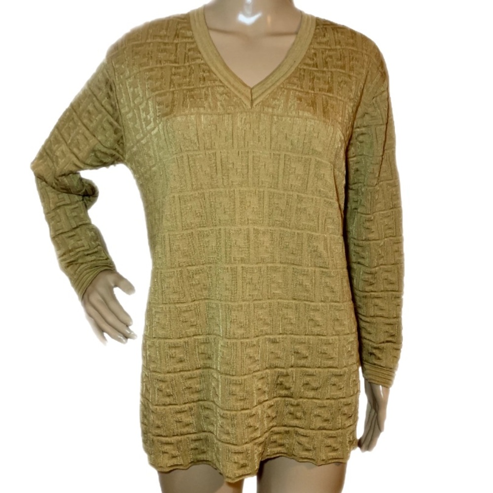 Fendi FF MONOGRAM Zucca Knit Sweater, US 10